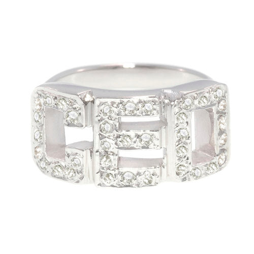Block Letter Ring with Pave Diamonds (Customizable)