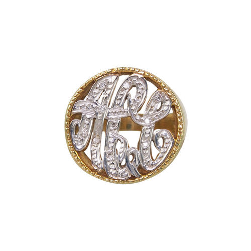14k Yellow Gold Pinky Ring with Monogram Pave Diamonds (Customizable)