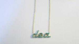 14k Yellow Gold Turquoise Initial Necklace (Customizable)