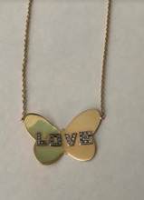 Load image into Gallery viewer, 1 1/2 inch butterfly with pave diamond letters (Customizable)
