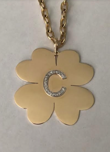2 inch Clover with Initial in Pave Diamonds (Customizable)