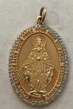 Load image into Gallery viewer, 14k Solid Gold Small Madonna Rue Du Bac Pendant with Pave Diamonds
