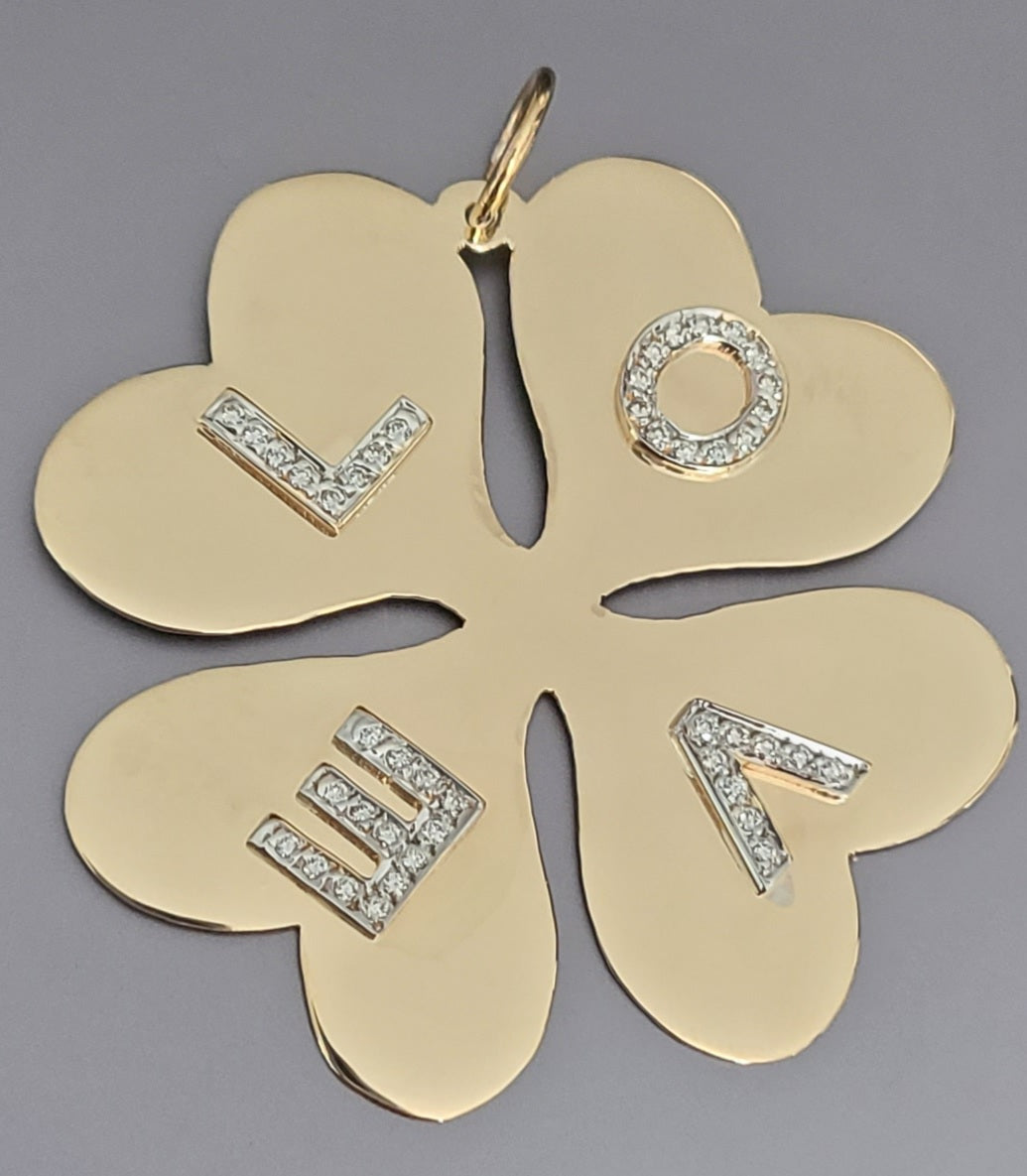 Classic Flat 2 Inch Clover in 14K or 18K Yellow Gold (Customizable)