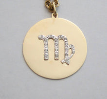 Load image into Gallery viewer, 14k Yellow Gold Zodiac Pendant with Pave Diamonds (Customizable)
