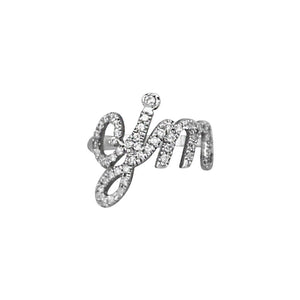 Thin Pave Diamond Initial Ring (Script or Block Lettering)