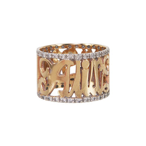 Diamond Gold Note Ring (Customizable)