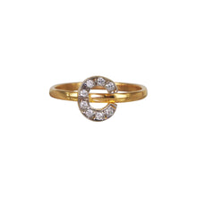 Load image into Gallery viewer, 14k Yellow Gold Letter Ring with optional pave diamonds (Customizable)
