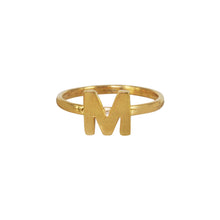 Load image into Gallery viewer, 14k Yellow Gold Letter Ring with optional pave diamonds (Customizable)
