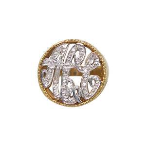 14k Yellow Gold Pinky Ring with Monogram Pave Diamonds (Customizable)