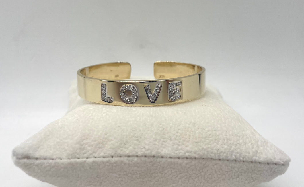 ID Cuff Band with Pave Diamond Letters (Customizable)