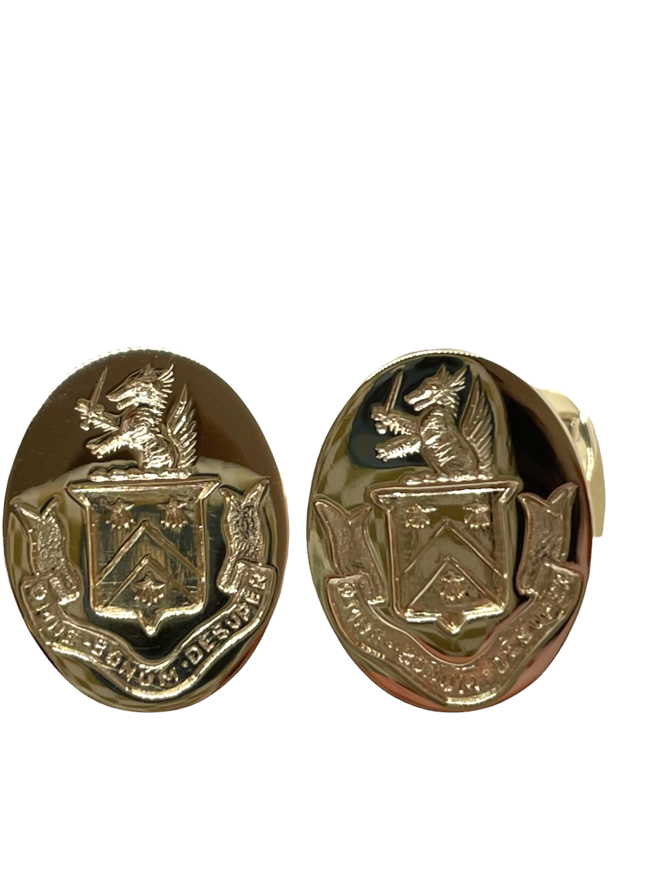 14k Yellow Gold Hand Engraved Cufflinks with Coat of Arts