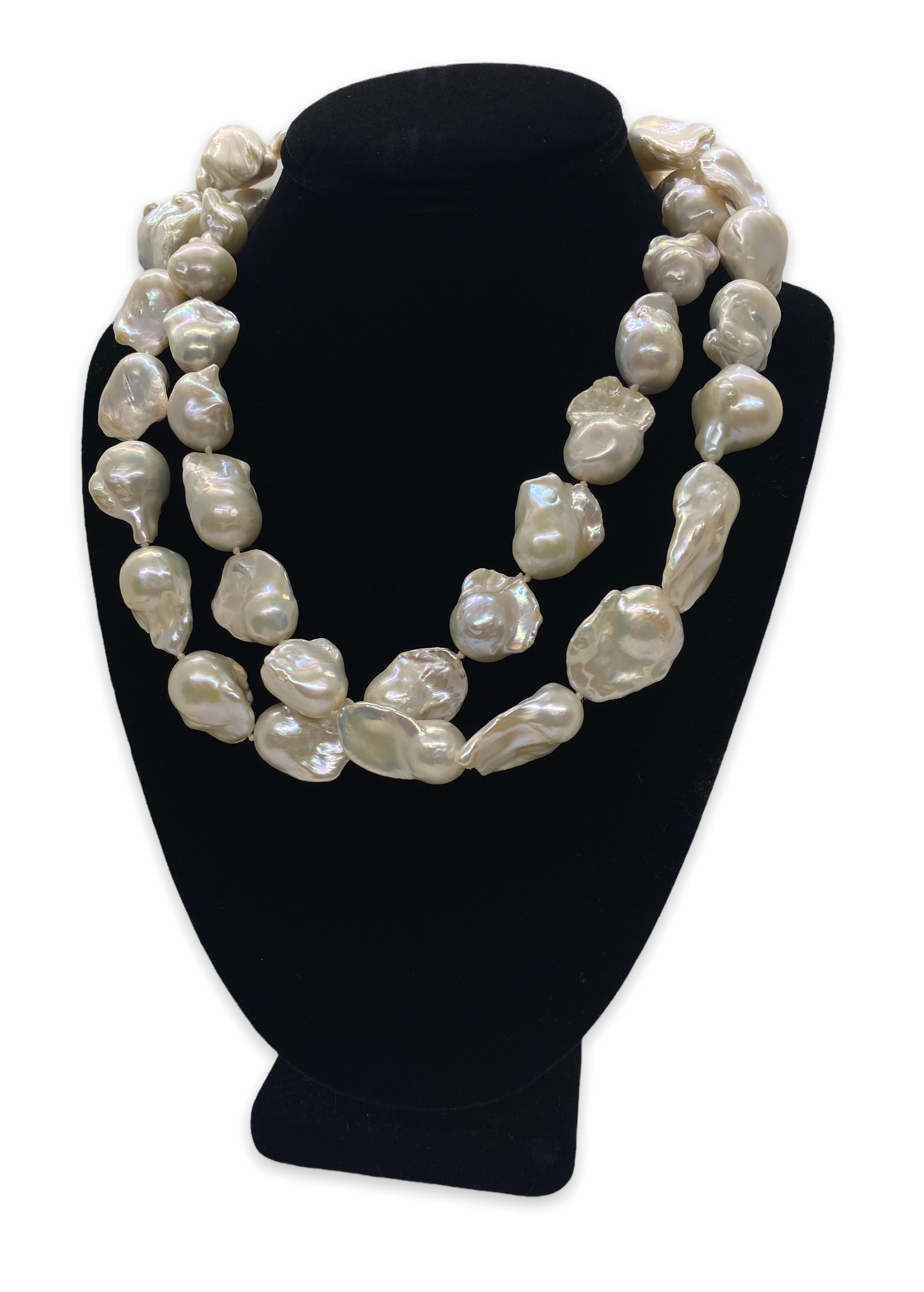 【LARICA】 Baroque Pearl Necklace Big Baroque Pearls Lariat Necklace, 12-13MM Freshwater