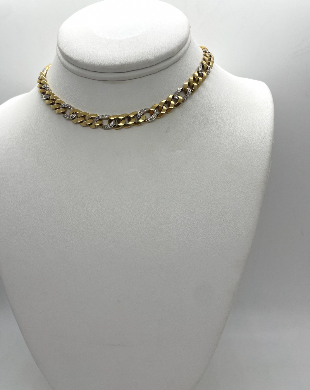 Cuban Chain Necklace with Pave Diamonds