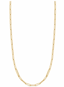 18K Gold Paperclip Chain - 34 inches