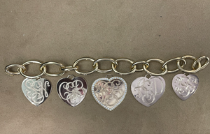 Charm Bracelet with 5 Heart Pendants