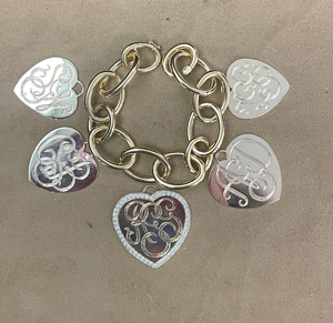 Charm Bracelet with 5 Heart Pendants