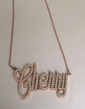 Load image into Gallery viewer, Pendant Necklace with 2 Inch Pave Diamond Words (Customizable)
