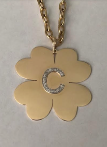 2 inch Clover with Initial in Pave Diamonds (Customizable)