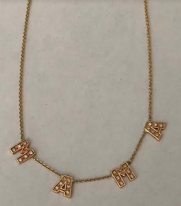 Rose Gold Necklace with Pave Diamond Initials (Customizable)
