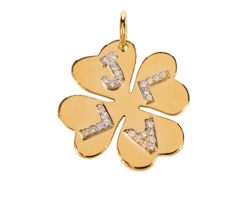1 inch Yellow Gold Clover with Pave Diamonds (Customizable)