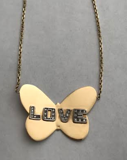 1 1/2 inch butterfly with pave diamond letters (Customizable)
