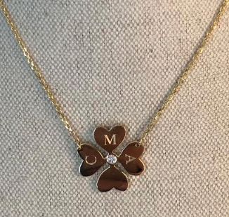 1 inch Clover with Diamond in the Center (Customizable)