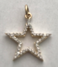 Load image into Gallery viewer, 14k Gold Diamond Open Star with pave diamonds
