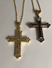 Load image into Gallery viewer, 14K Yellow Gold Cross with Pave Diamonds
