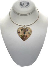 Load image into Gallery viewer, Etched Heart Pendant with Semi Precious Stones
