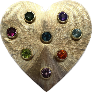 Etched Heart Pendant with Semi Precious Stones