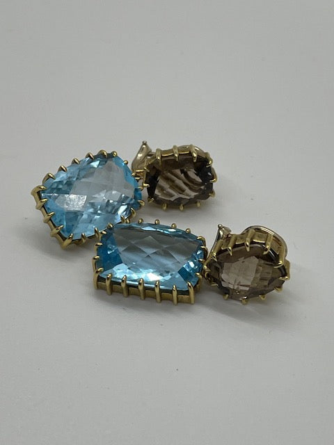 Smokey Brown and Blue Topaz set in 18k Gold