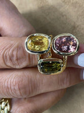 Load image into Gallery viewer, 18k Gold Candy Stone Ring with Tourmaline Stones
