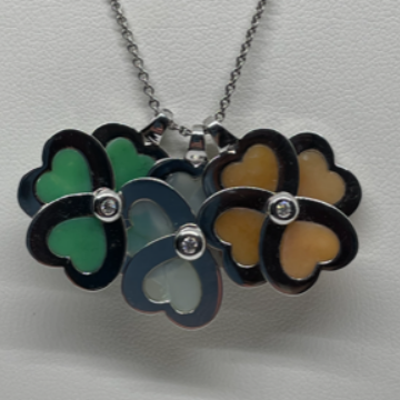 Quality Gold Silver Trim Real Four Leaf Clover in Heart 20 inch  Silver-plated Chain Necklace BF1352-20 - Walsh Jewelers