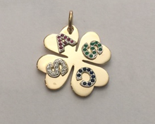 Load image into Gallery viewer, Small Gold Lucky Charm Clover with Colored Stones (Customizable)
